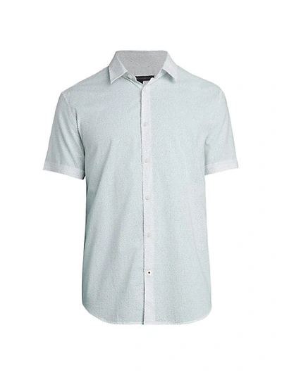 Shop John Varvatos Slub-print Short-sleeve Shirt In Oatmeal