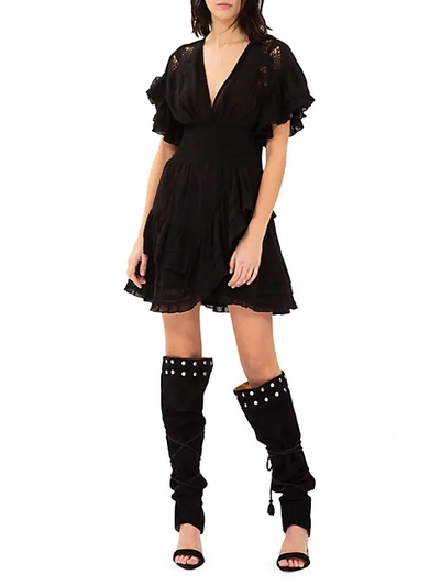 Shop Iro Mapple Ruffle V-neck A-line Dress In Black