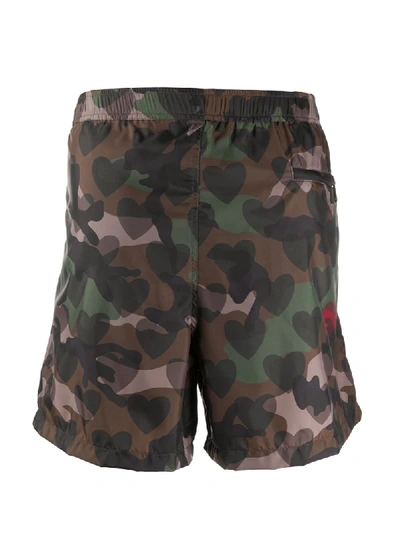 Shop Valentino Camouflage-print Swim Shorts In Black
