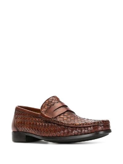 Shop Magnanni Herrera Woven Loafers In Brown