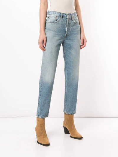 Shop Re/done High-rise Straight Jeans In Blue