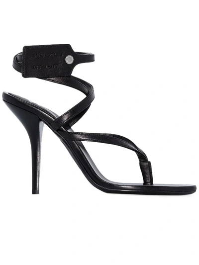Shop Off-white Black Leather Sandals In Nero