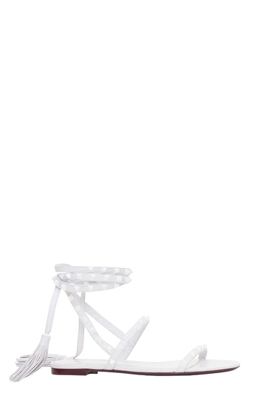 Shop Valentino Rockstud Flair Flat Sandals In Bianco