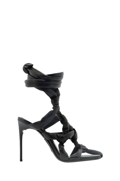 Shop Off-white Knotted Straps Sandals In Nero