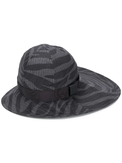 Shop Sacai Tiger Print Hat In Grey