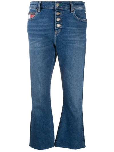 Shop Tommy Jeans Buttoned Cropped Jeans In Blue