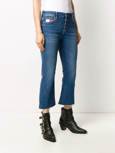 Shop Tommy Jeans Buttoned Cropped Jeans In Blue