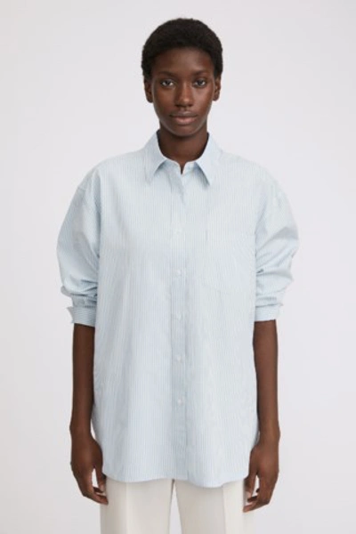 Shop Filippa K Sammy Shirt In Pale Blue,white Stripe