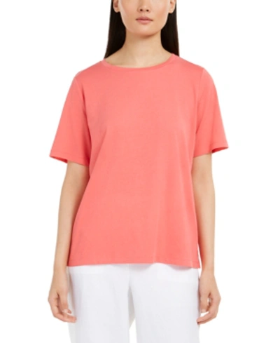 Shop Eileen Fisher Cotton T-shirt, Regular & Petite Sizes In Pink Grapefruit