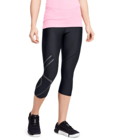 Shop Under Armour Heatgear Graphic Capri Leggings In Black