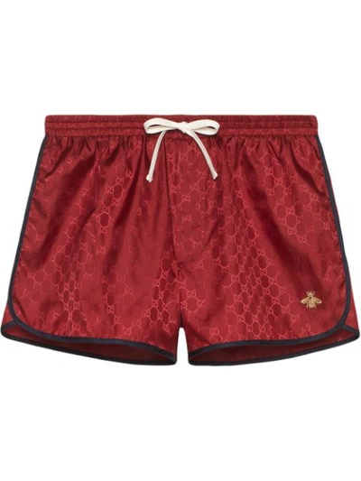 Shop Gucci Gg Logo Shorts In Red