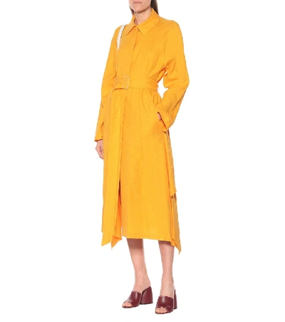 Shop Joseph Cassie Linen Coat In Orange