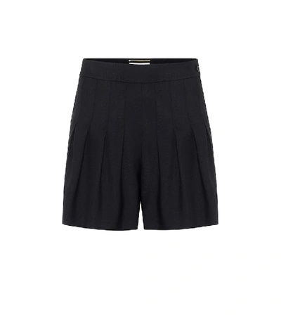 Shop Saint Laurent High-rise Wool-gabardine Shorts In Black