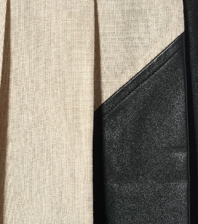 Shop Joseph Saar Shantung Linen And Leather Skirt In Beige