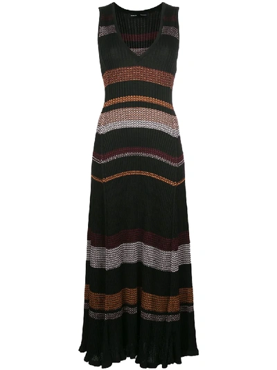 Shop Proenza Schouler Zig Zag Stripe Knitted Dress In Black