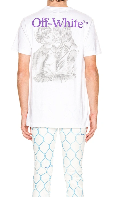 Shop Off-white Pencil Kiss Short Sleeve Tee In White & Multi