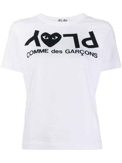Shop Comme Des Garçons Play Play Logo T-shirt In White