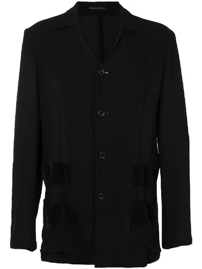 Pre-owned Yohji Yamamoto Velvet Trimming Relaxed-fit Jacket In Black
