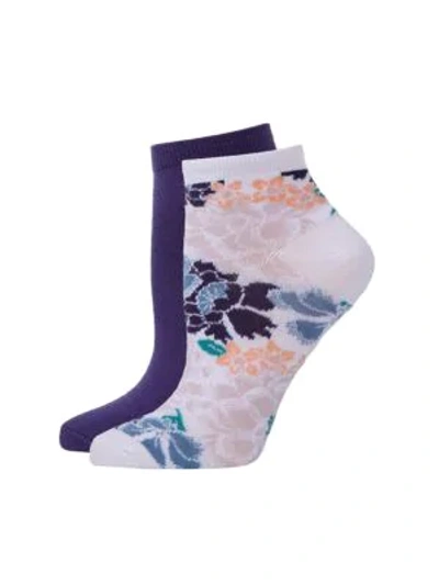 Shop Natori Women's Josie Bold Floral 2-pairs Low-cut Socks In Lavender