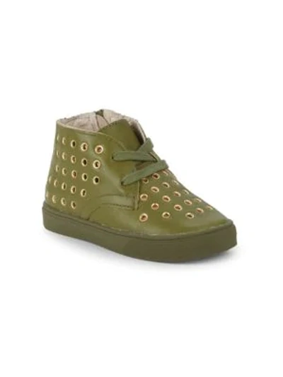 Shop Akid Litle Girl's & Girl's Knight Grommets Leather Chukka Sneakers In Olive Gold