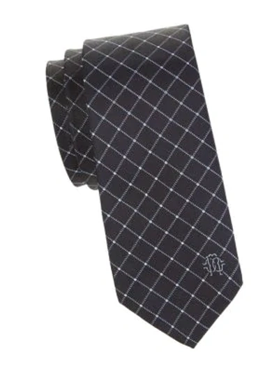 Shop Roberto Cavalli Windowpane Silk Tie In Blue