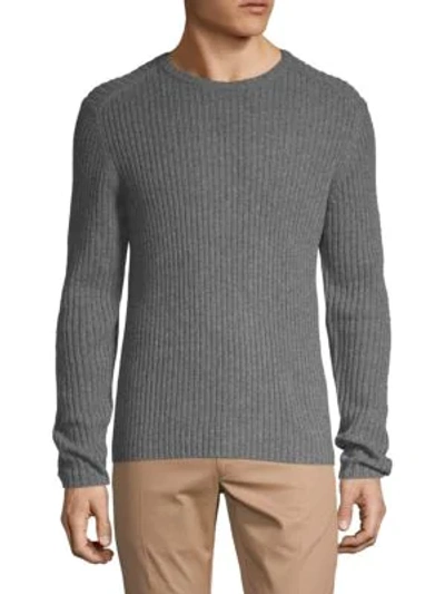 Shop Amicale Cashmere Ribbed Crewneck Sweater In Black
