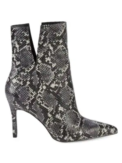 Shop Charles David Embossed Snakeskin Leather Booties In Taupe Multi