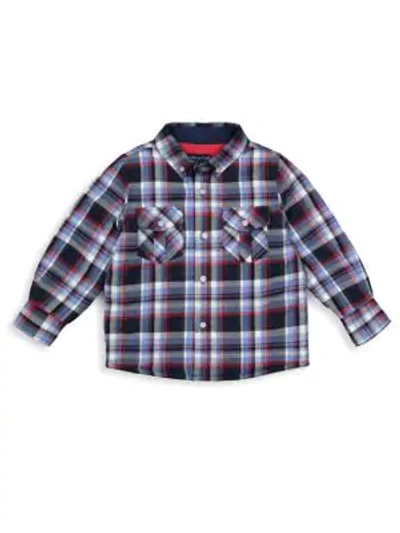 Shop Andy & Evan Little Boy's Quilted Plaid Button-down Shirt In Navy