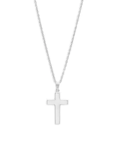 Shop Saks Fifth Avenue White Gold Cross Pendant Necklace