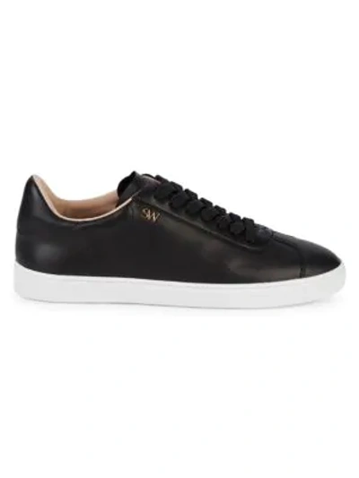 Shop Stuart Weitzman Logo Leather Runners In Black