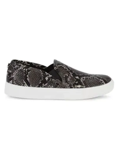 Shop Steve Madden Gasha Snakeskin-embossed Slip-on Sneakers In Blush Snake