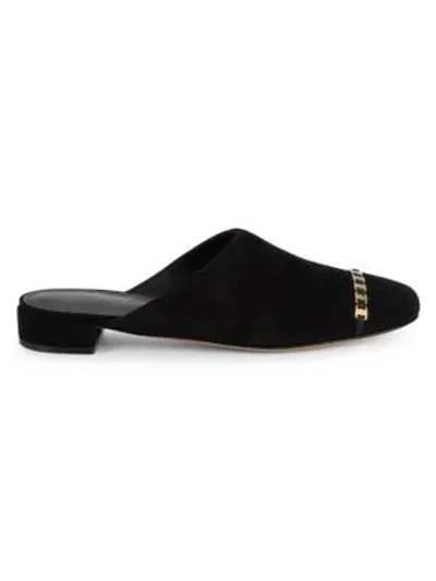 Shop Ferragamo Muggia Suede Mules In Nero