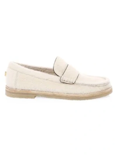 Shop Stuart Weitzman Bromley Shearling Loafers In Cream