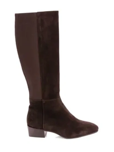 Shop Aquatalia Finola Suede Knee-high Boots In Black
