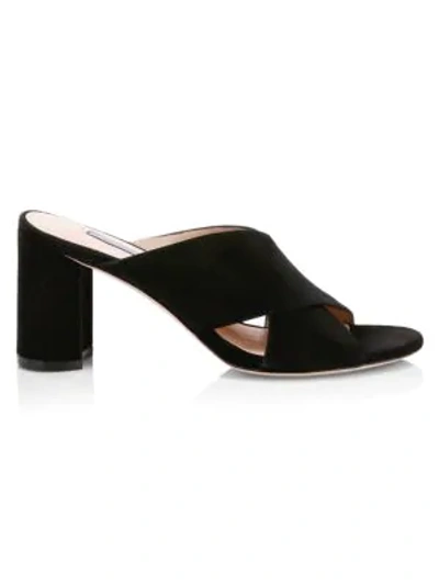 Shop Stuart Weitzman Galene Suede Mules In Black