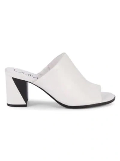 Shop Calvin Klein Leather Slip-on Mules In White