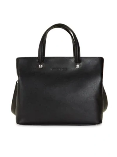 Shop Longchamp Debossed Logo Leather Satchel In Black