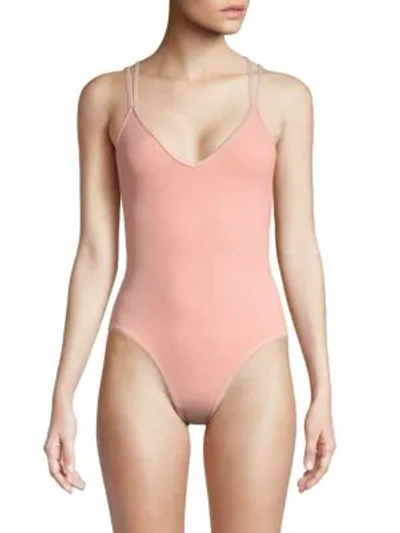 Shop L*space V-neck One-piece Swimsuit In Sahara