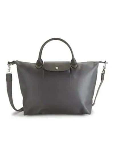 Shop Longchamp Le Pliage Nylon Satchel In Grey