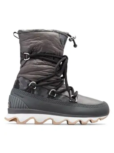 Shop Sorel Kinetic Waterpoof Faux Fur-lined Outdoor Boots In Quarry