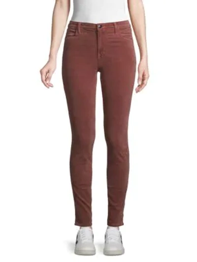 Shop J Brand Women's Maria High-rise Velvet Skinny Jeans In Warm Sable