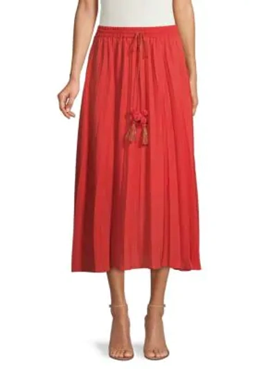 Shop Central Park West Collins Pleated Skirt In Red