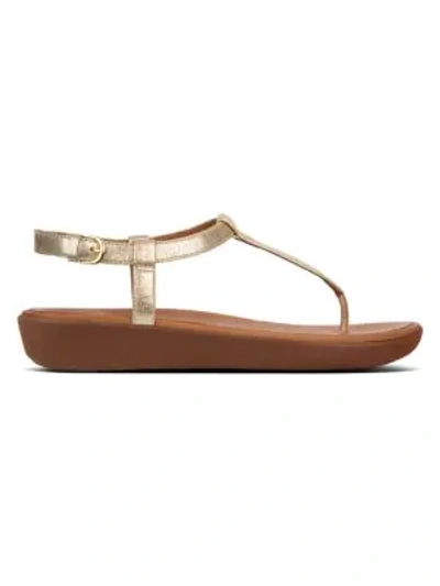 Shop Fitflop Tia Leather T-strap Sandals In Caramel