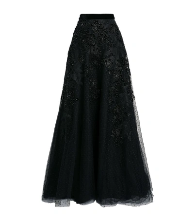 Shop Costarellos Dotted Tulle Maxi Skirt