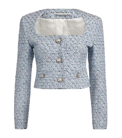 Shop Alessandra Rich Sequin Tweed Cropped Jacket