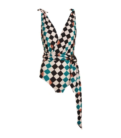 Shop Patbo Check Print Belted Swimsuit