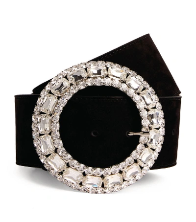 Shop Alessandra Rich Suede Belt With Crystal Buckle