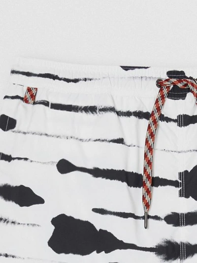 Shop Burberry Watercolour Print Drawcord Swim Shorts