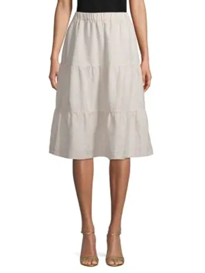 Shop Saks Fifth Avenue Tiered Linen Knee-length Skirt In Natural