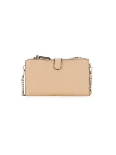 Shop Saks Fifth Avenue Leather Double-zip Wallet-on-chain In Nude